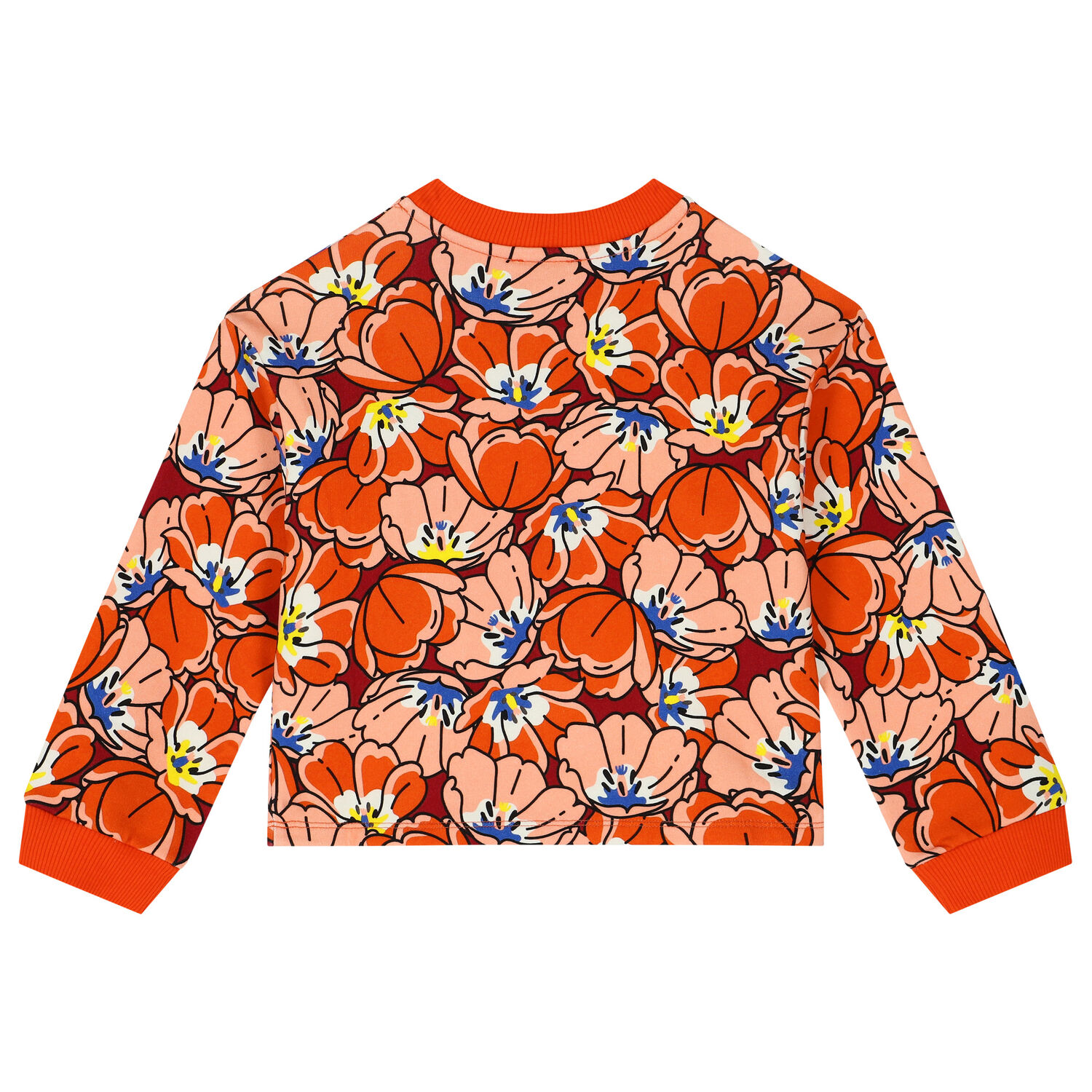 Girls Orange Floral Sweatshirt, 1, hi-res